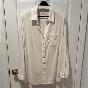 Market and Spruce Cream Off White Knit Button Down Shirt 2x